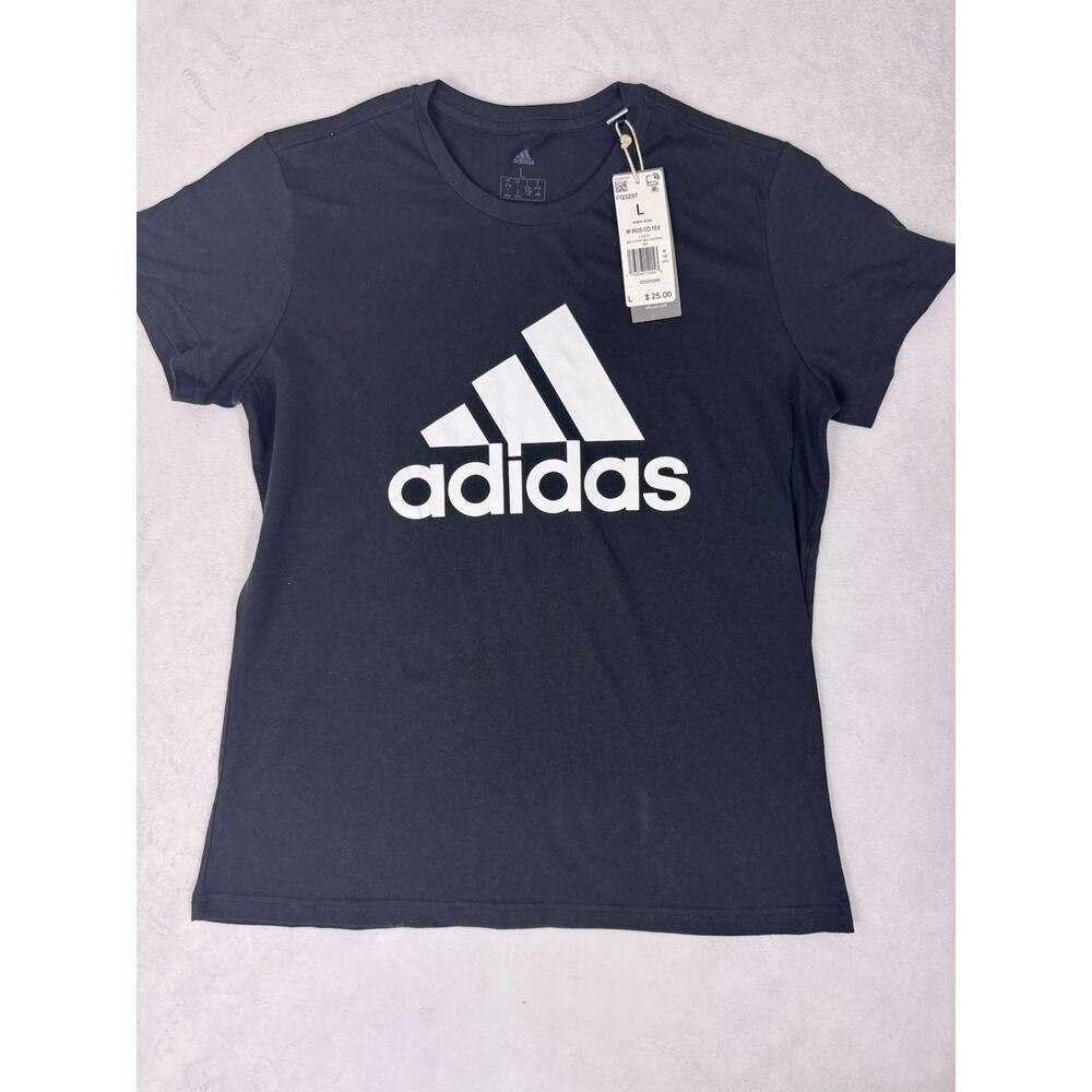 NWT Adidas Women's Large Amplifier Tee Black White Logo
